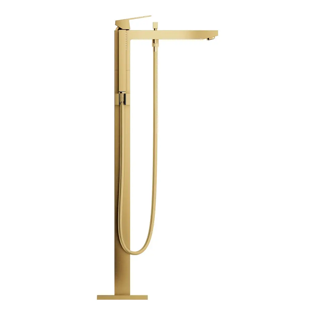 Grohe 23672GN1 Eurocube Single Handle Freestanding Tub Faucet With 6.6 L/Min (1.75 Gpm) Hand Shower Brushed Cool Sunrise