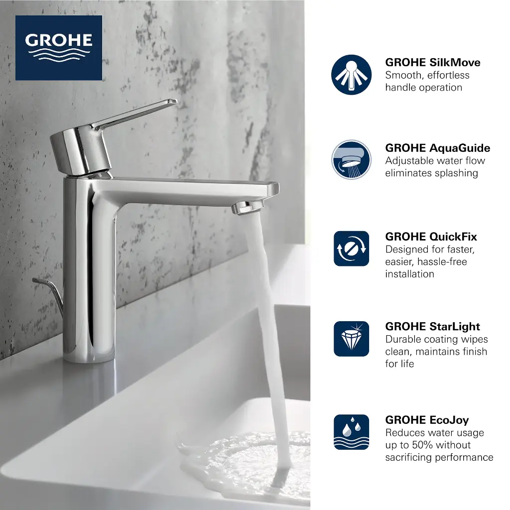 Grohe 23794A0A Single Hole Single-Handle S-Size Bathroom Faucet 1.2 Gpm Hard Graphite