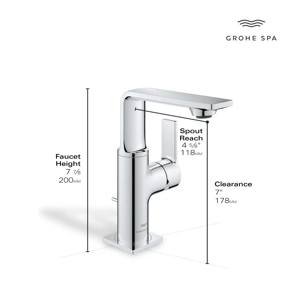 Grohe 23857001 Single-Hole Single Handle M-Size Bathroom Faucet 1.2 Gpm Chrome