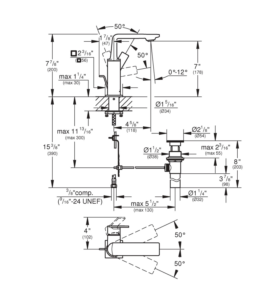 Grohe 23857Gn1 Single-Hole Single Handle M-Size Bathroom Faucet 1.2 Gpm Brushed Cool Sunrise