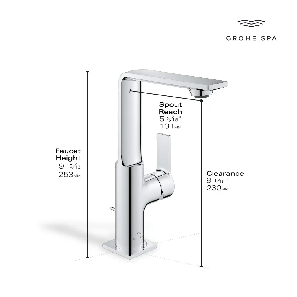 Grohe 23858Gn1 Single-Hole Single Handle L-Size Bathroom Faucet 1.2 Gpm Brushed Cool Sunrise