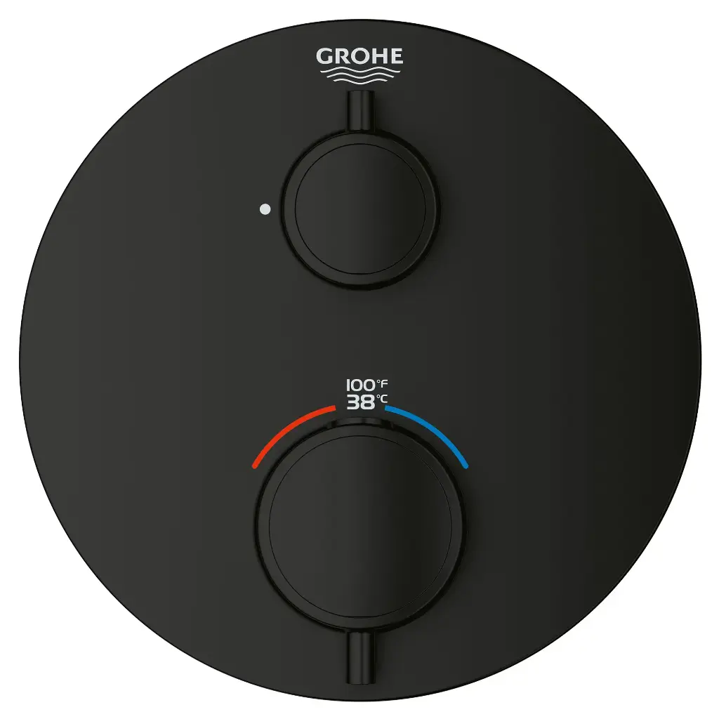 Grohe 241072430 Grohtherm Round Single-Function 2-Handle Thermostatic Trim Matte Black