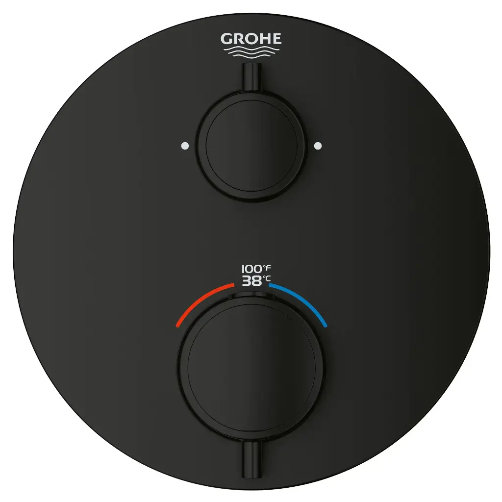 Grohe 241332430 Grohtherm Round Dual-Function 2-Handle Thermostatic Trim Matte Black