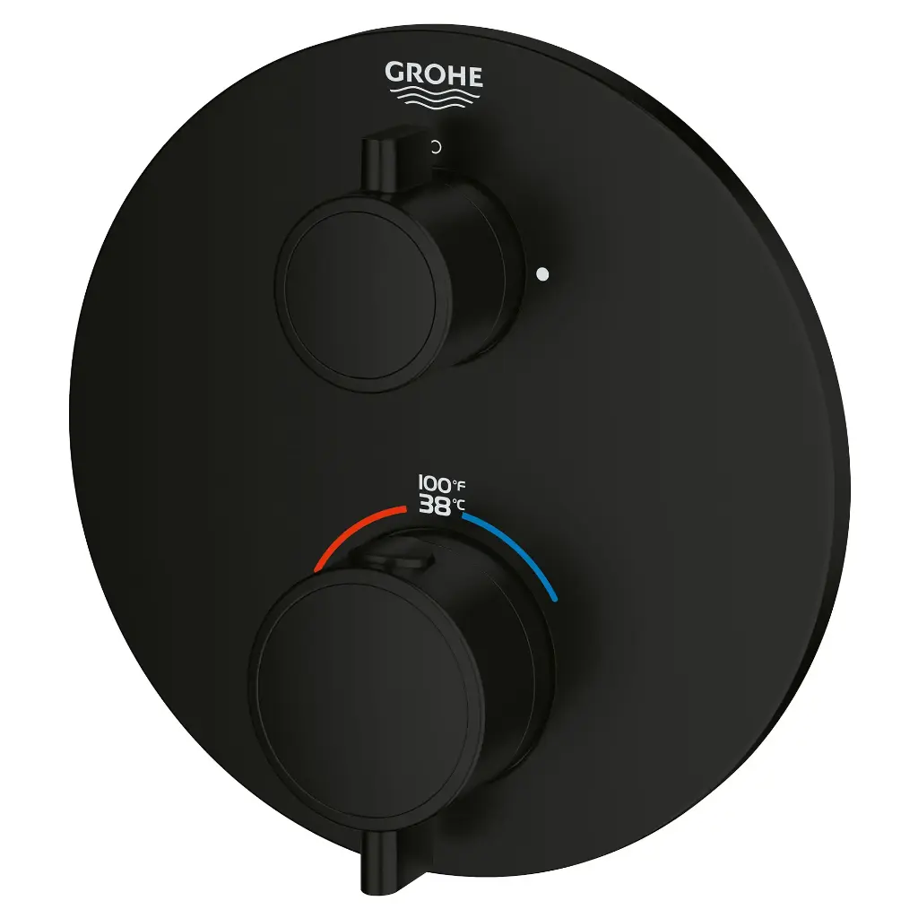 Grohe 241332430 Grohtherm Round Dual-Function 2-Handle Thermostatic Trim Matte Black