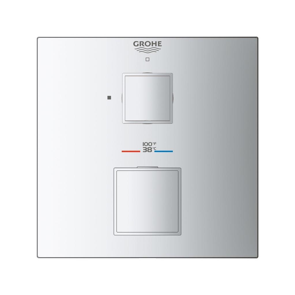 Grohe 24157000 Grohtherm Cube Single Function 2 Handle Thermostatic Trim Chrome 2