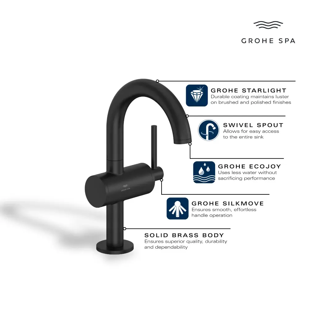 Grohe 24351En0 Single Hole Single Handle M-Size Bathroom Faucet 1.2 Gpm Brushed Nickel