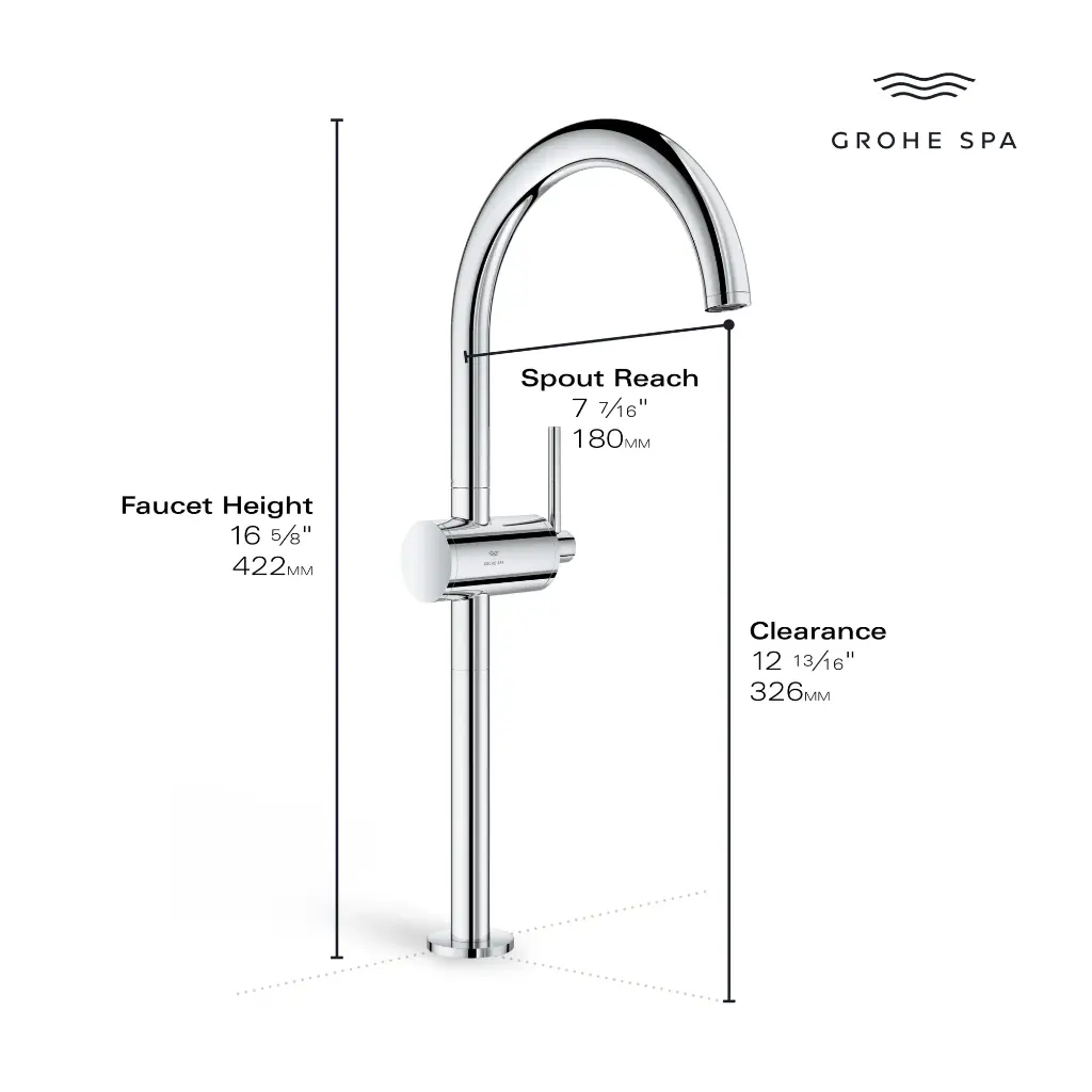Grohe 24352000 Single Hole Single Handle Xl-Size Bathroom Faucet 1.2 Gpm Chrome