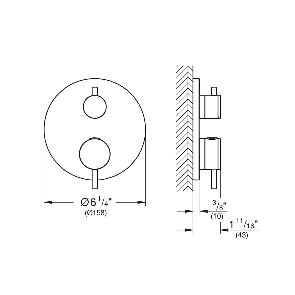 Grohe 24361En0 Dual Function 2-Handle Thermostatic Valve Trim Brushed Nickel