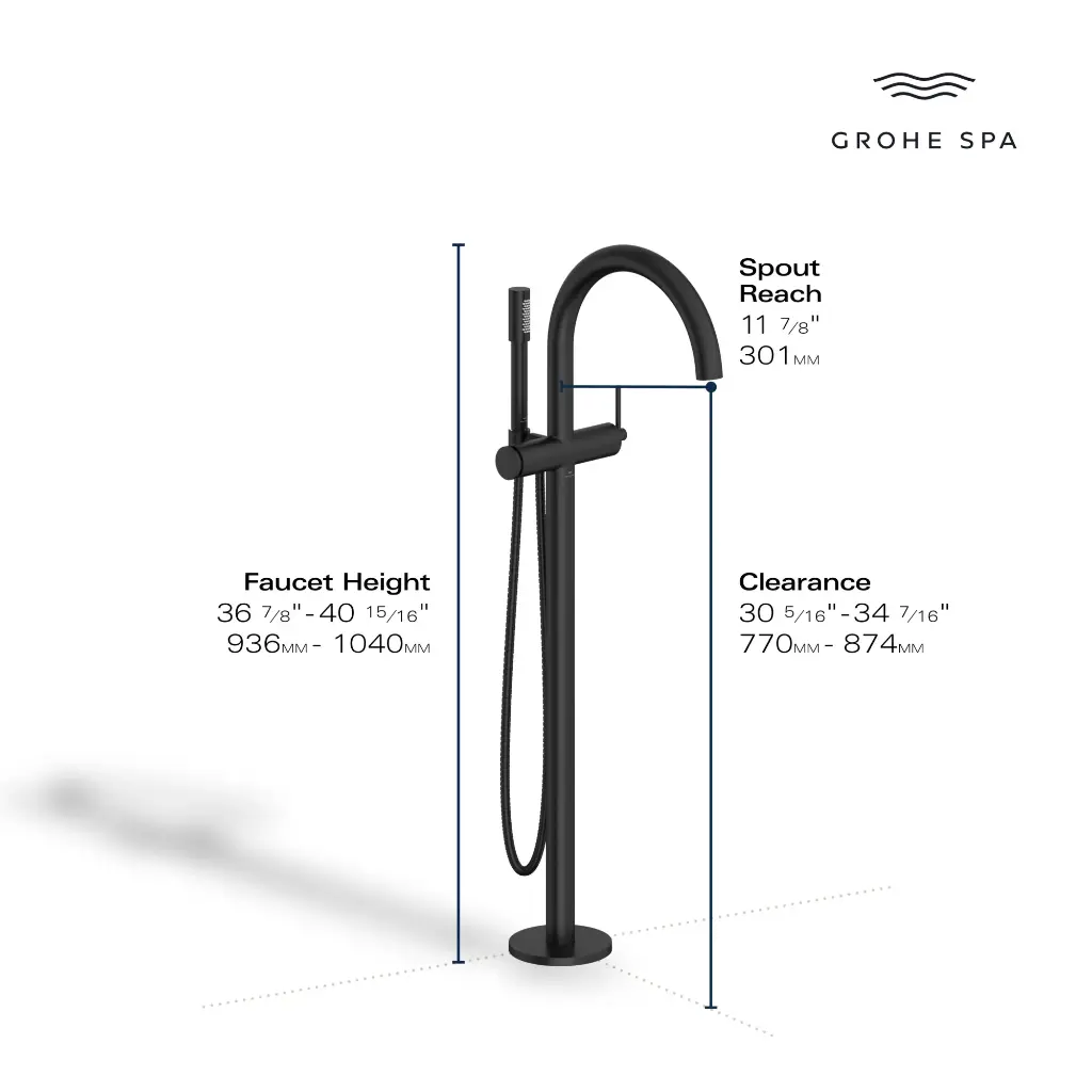 Grohe 243682430 Atrio New One Hand Mixer Bath Freestanding Matte Black