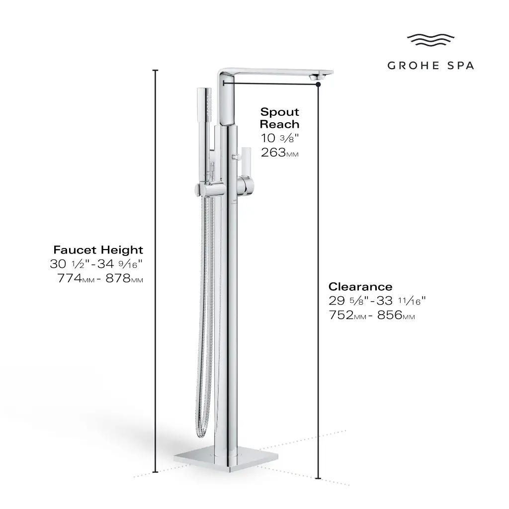 Grohe 25222001 Single Handle Freestanding Tub Faucet With 1.75 Gpm Hand Shower Chrome
