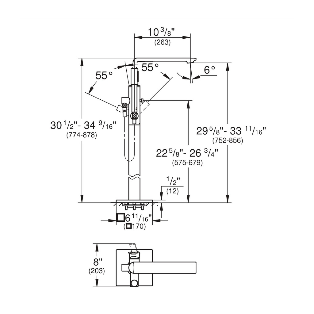 Grohe 25222En1 Single Handle Freestanding Tub Faucet With 1.75 Gpm Hand Shower Brushed Nickel