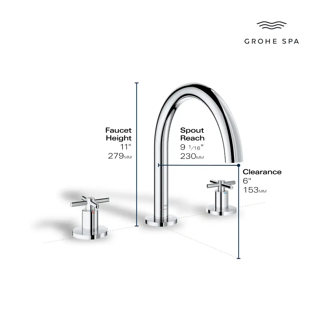 Grohe 25273000 3-Hole 2-Handle Deck Mount Roman Tub Faucet Chrome