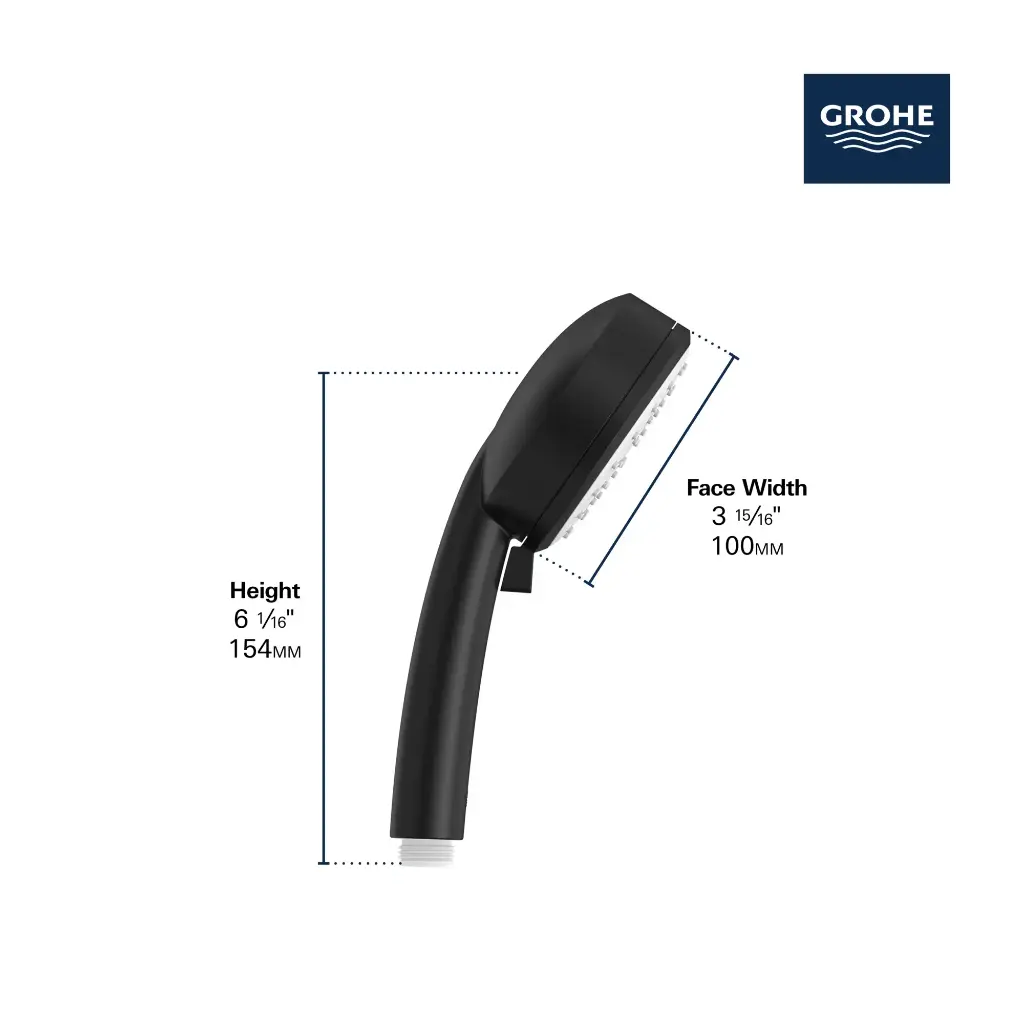 Grohe 260462432 100 Hand Shower 2 Sprays 6.6 L/Min (1.75 Gpm) Matte Black