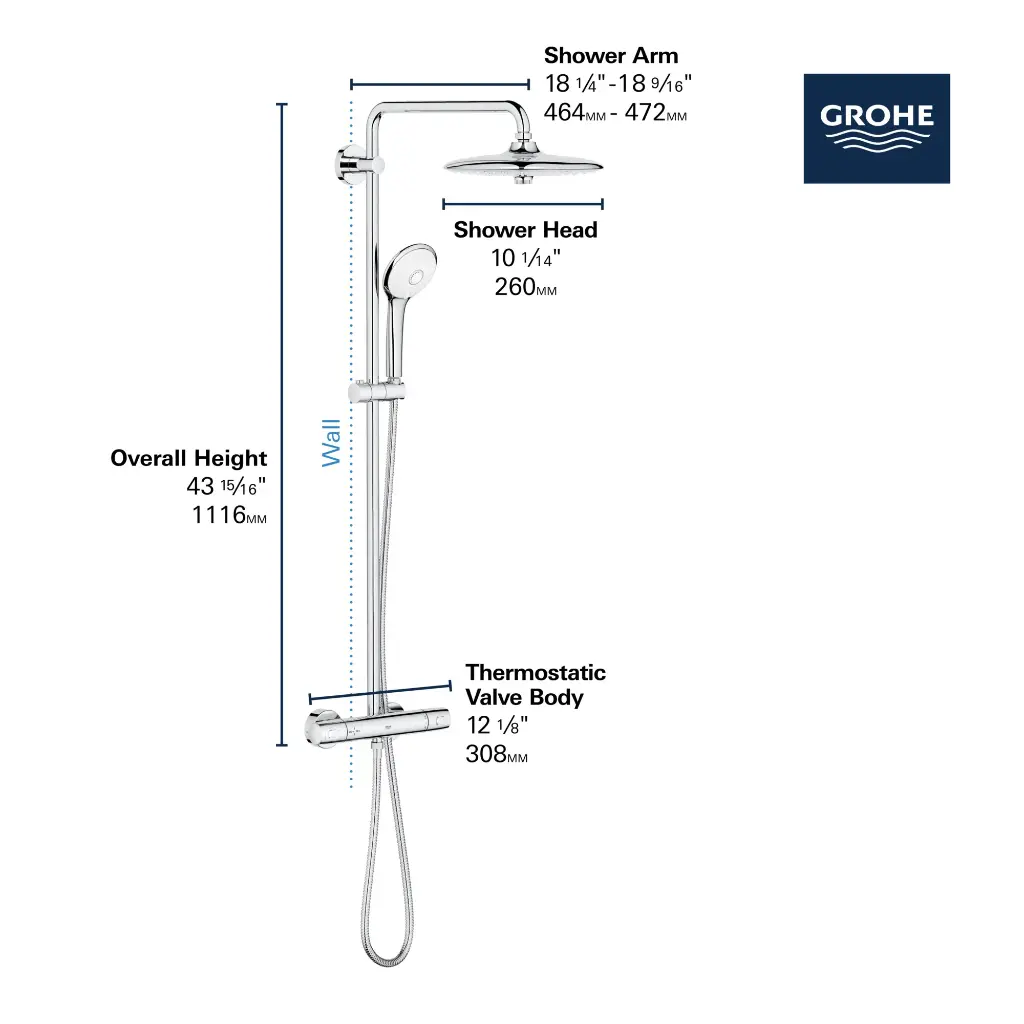 Grohe 26128EN2 Euphoria 260 Shw Syst.Thm Coolt 6.6L Us Grohe Brushed Nickel