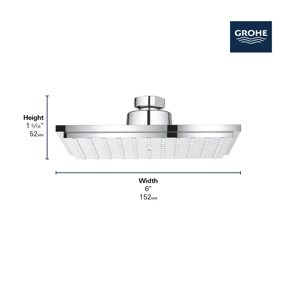 Grohe 26468Gn0 150 Shower Head 6" 1 Spray 6.6 L/Min (1.75 Gpm) Brushed Cool Sunrise