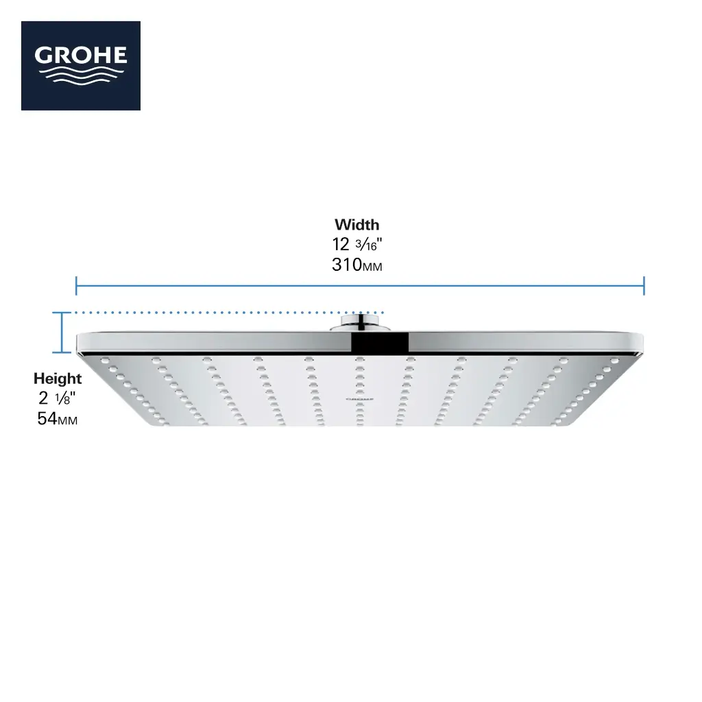 Grohe 26570A00 310 Mono Shower Head 12" 1 Spray 6.6 L/Min (1.75 Gpm) Hard Graphite