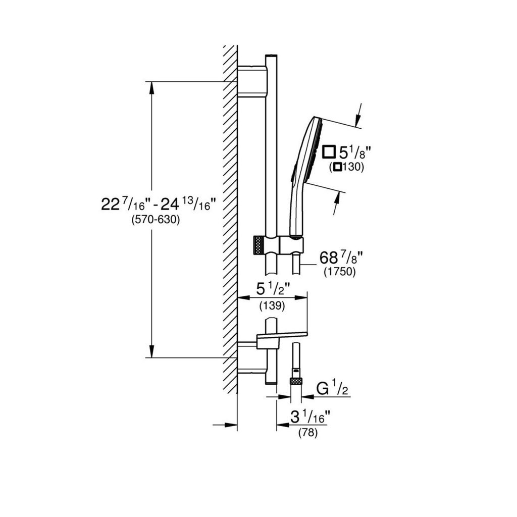 Grohe 26585En0 Rainshower Smartactive 24" Square Hs Set Brushed Nickel