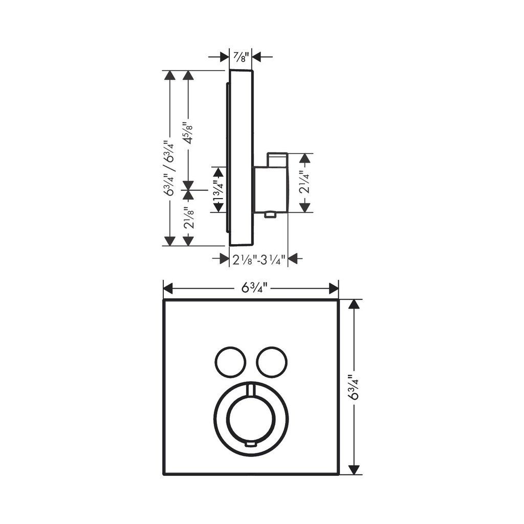 Hansgrohe 36715251 Axor ShowerSelect Thermostatic Square Trim Brushed Gold Optic