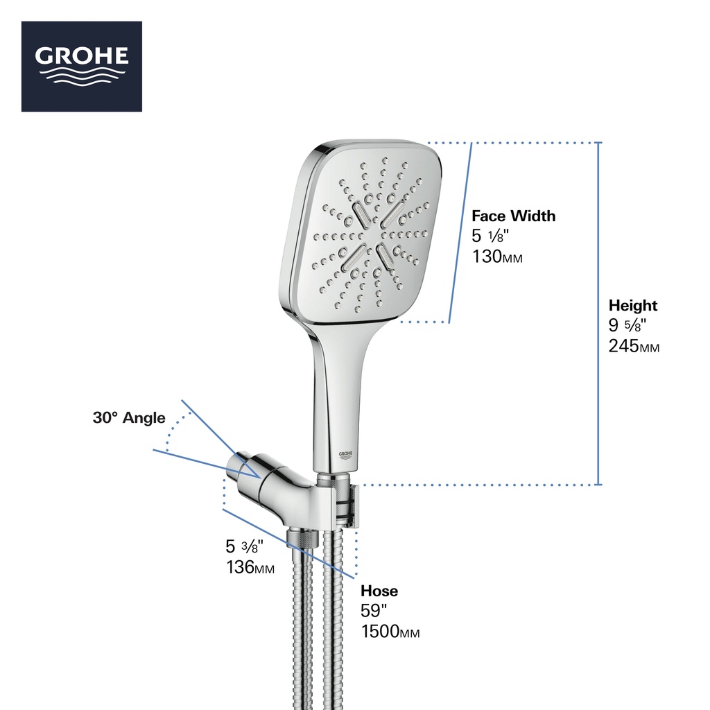 Grohe 26605En0 Rainshower Smartactive Handshower Square Brushed Nickel
