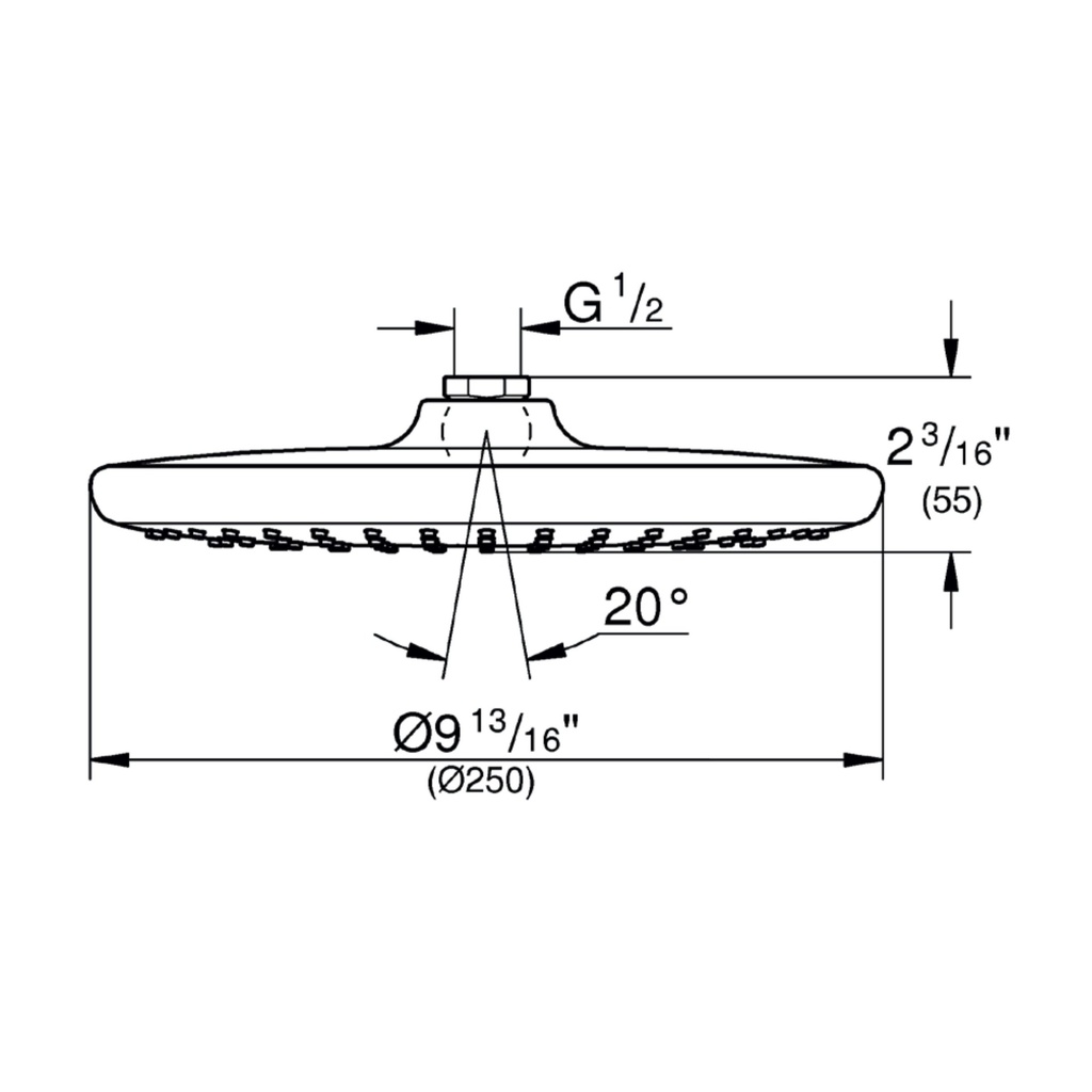 Grohe 26715000 Tempesta 250 Showerhead - Round, 1.75Gpm Grohe Chrome