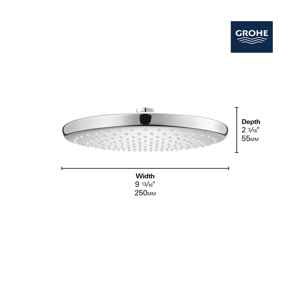 Grohe 26715EN0 Tempesta 250 Showerhead - Round, 1.75Gpm Grohe Brushed Nickel
