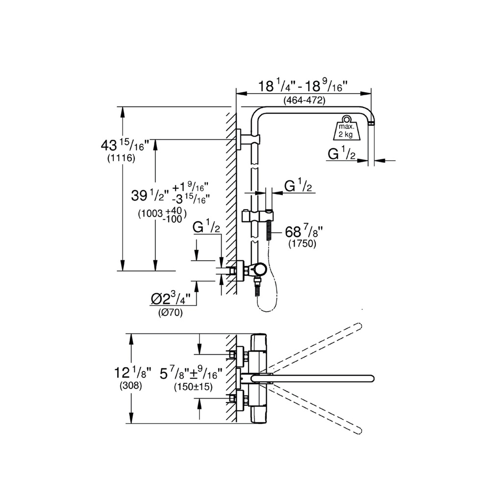 Grohe 26728000 Euphoria Shower System Thm Coolt Us Grohe Chrome