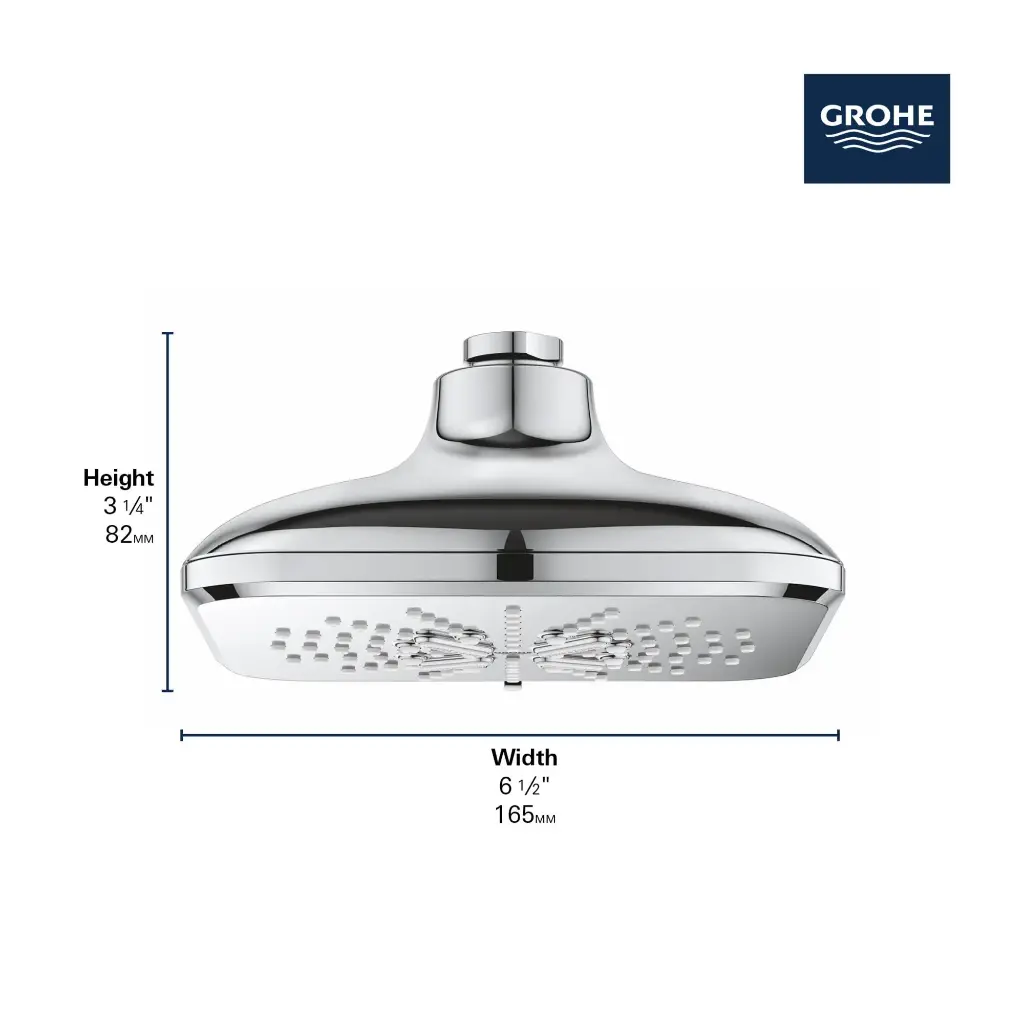 Grohe 26797A00 Shower Head 6-1/2" 3 Sprays 1.75Gpm Hard Graphite