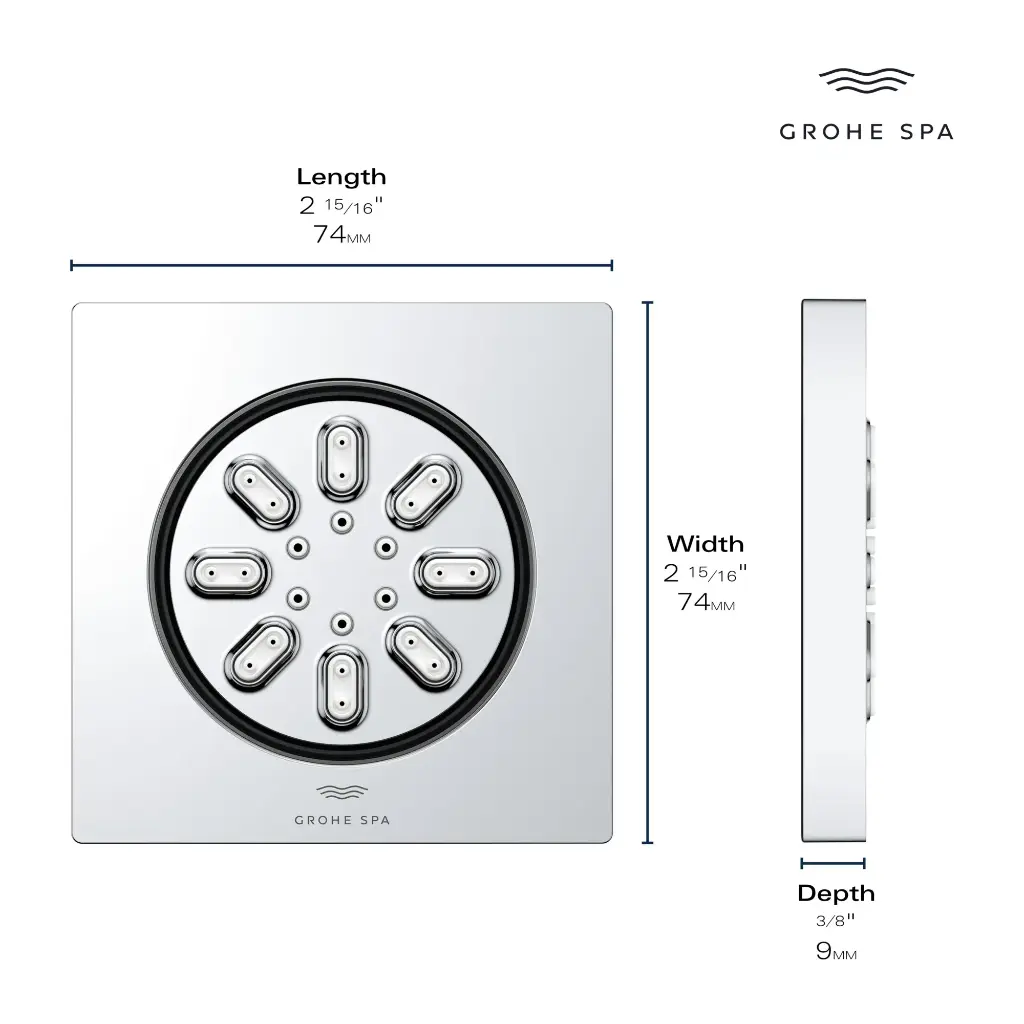 Grohe 26845En0 Body Spray Square 2 Sprays 0.9 Gpm Brushed Nickel