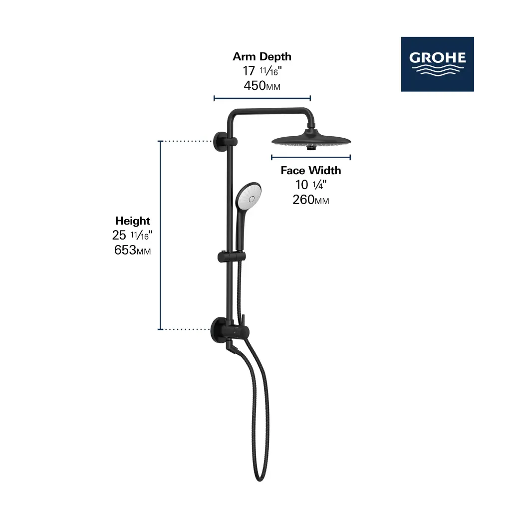 Grohe 27867001 Retro-Fit 260 Shower System & Div 9,5 Us Chrome