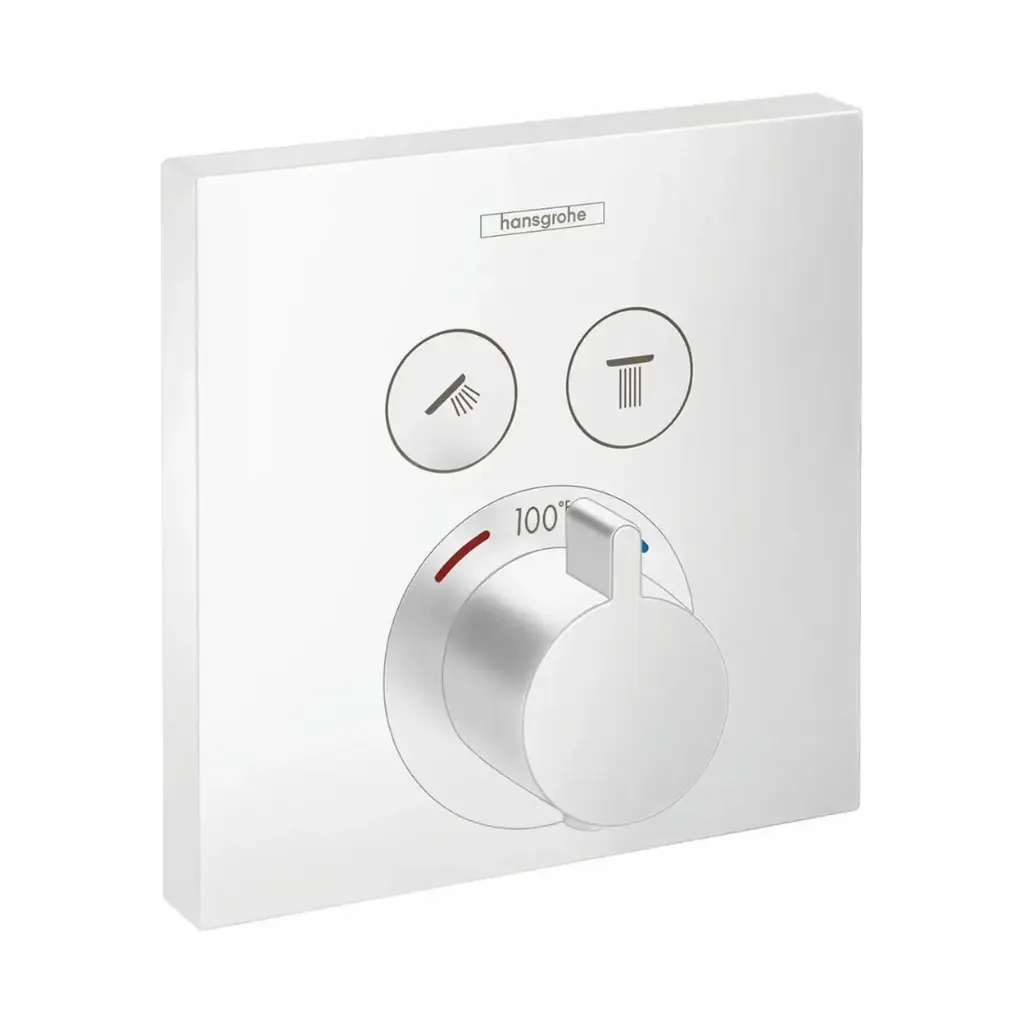 Hansgrohe 15763701 Hg Showerselect E Thermostatic Trim 2 Function, Square Matte White