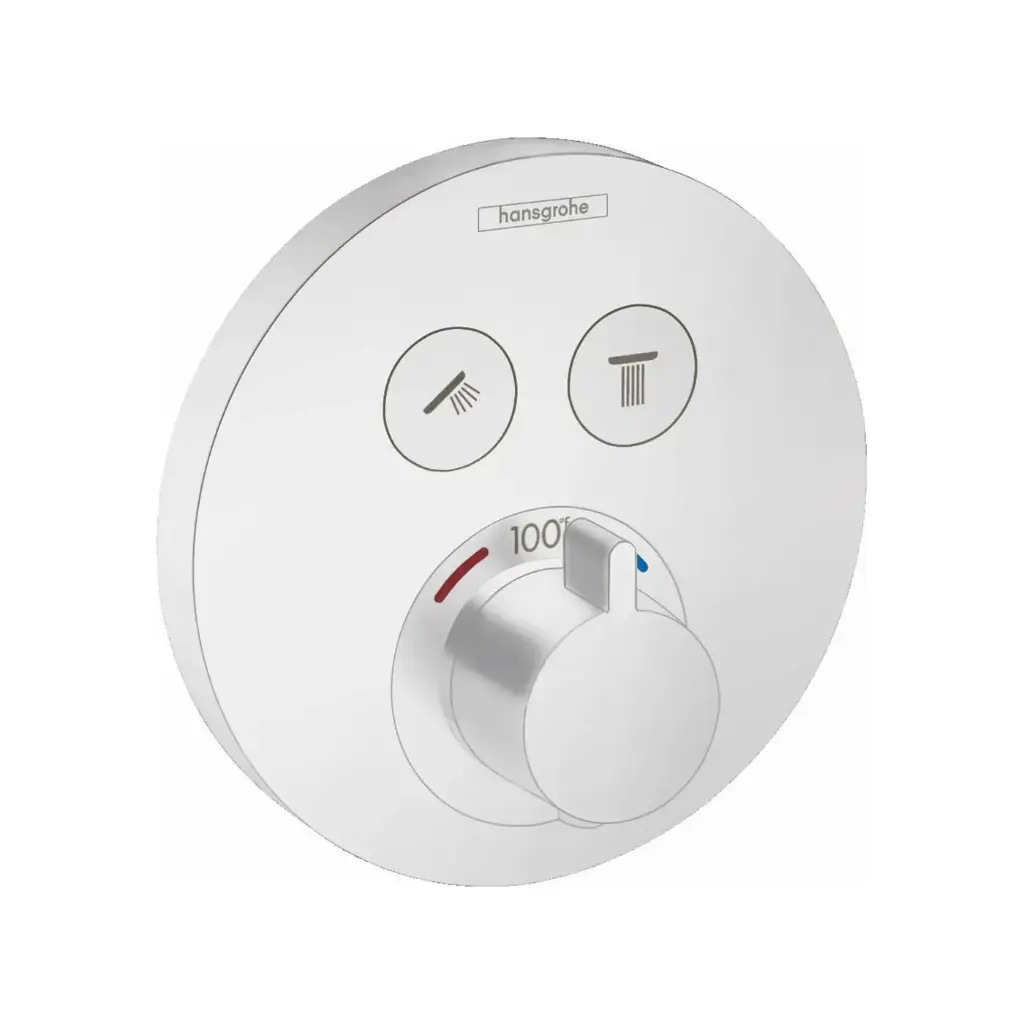 Hansgrohe 15743701 Hg Showerselect E Thermostatic Trim 2 Function, Round Matte White