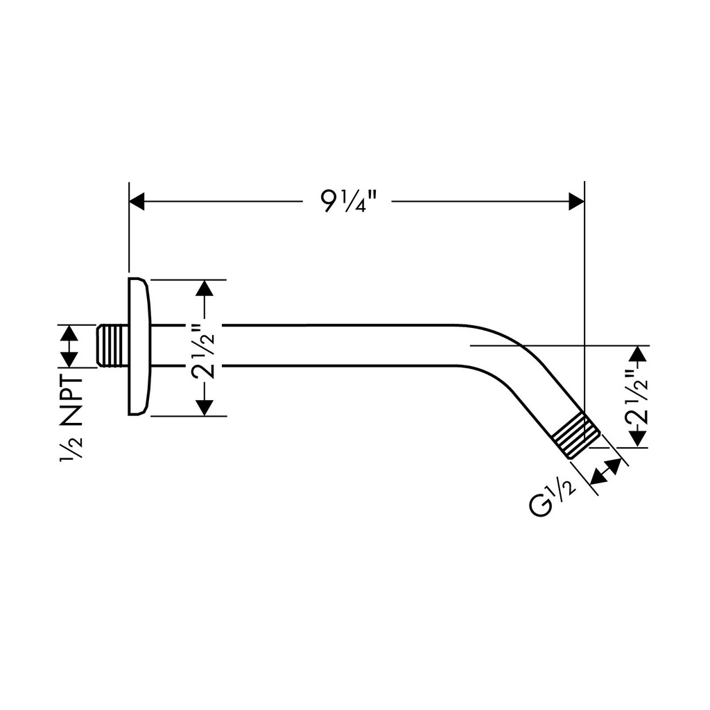 Hansgrohe 04186673 1/2" Standard Showerarm 9" Long