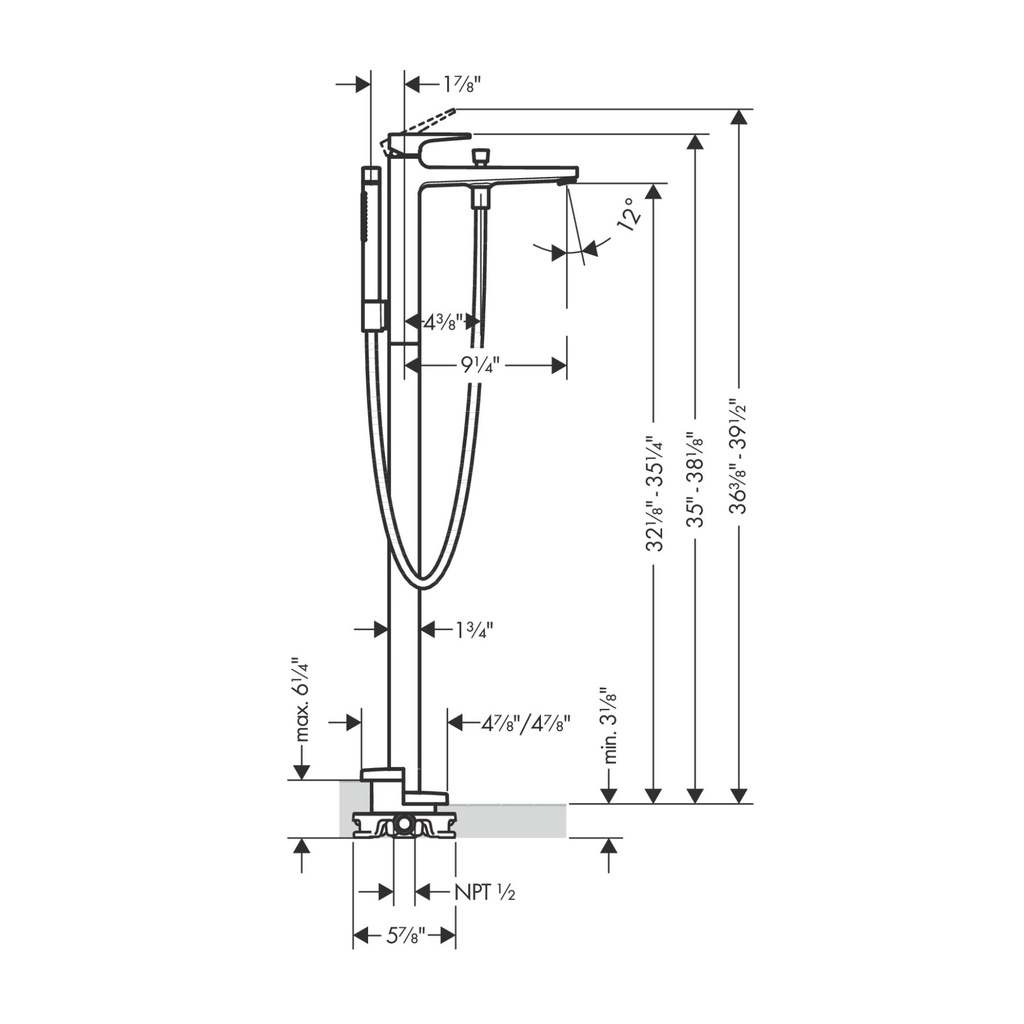 Hansgrohe 32532671 Metropol Freestanding Tub Filler - Matte Black