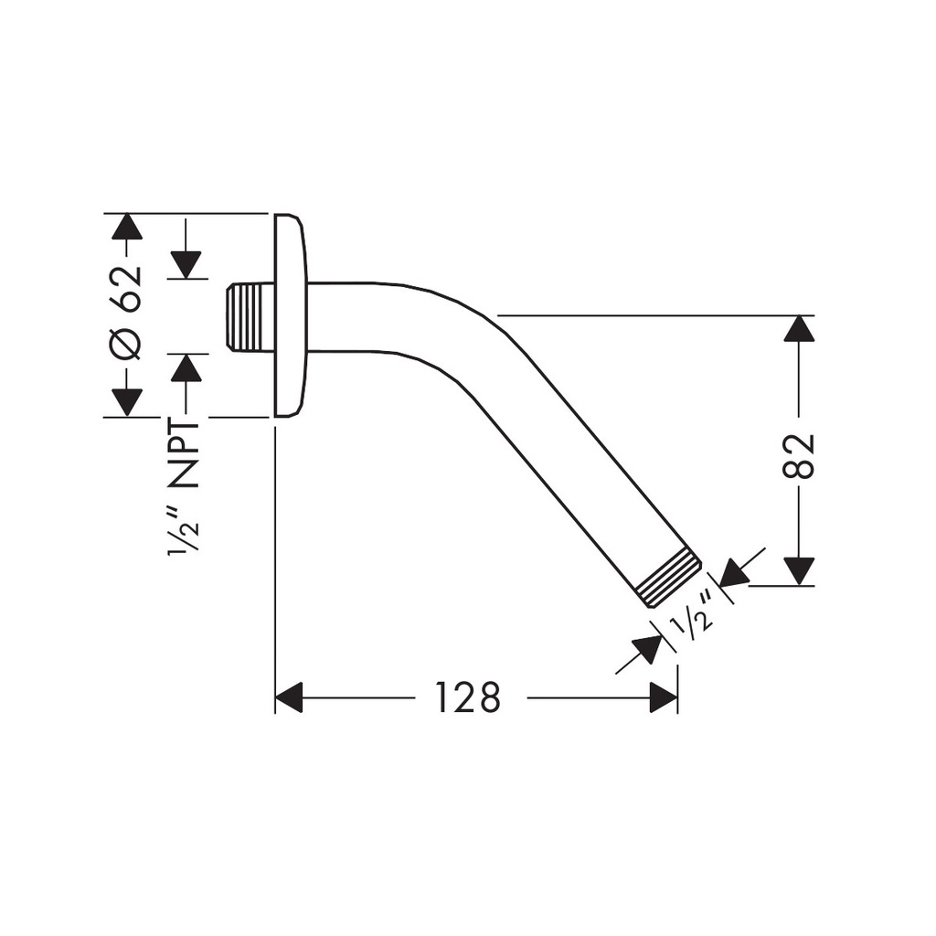 Hansgrohe 27411833 Small Showerarm,1/2 W/ Flange