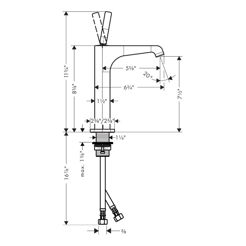 Hansgrohe 36103001 Axor Citterio E 215 Single Hole Lavatory Faucet W/O Popup