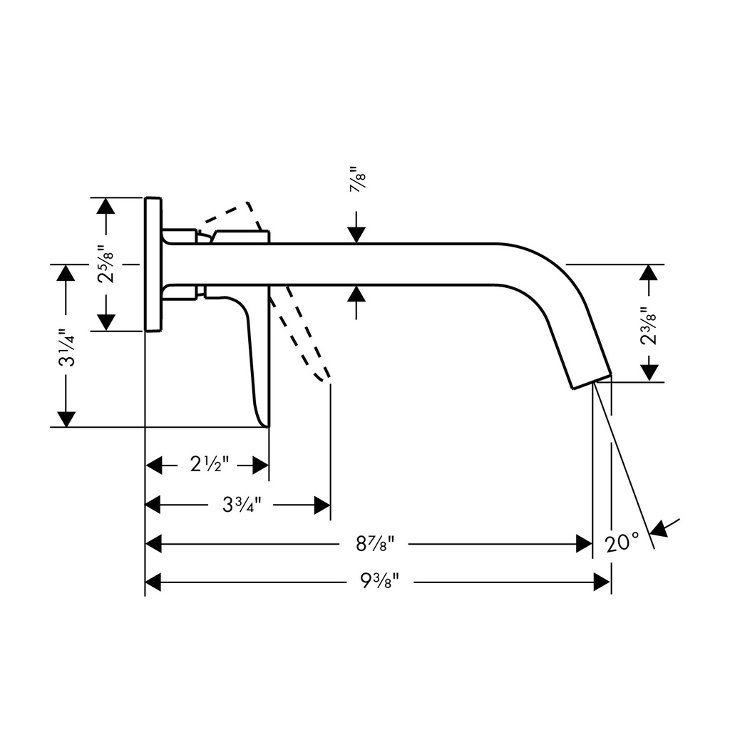 Hansgrohe 34116001 Citterio M Single Handle Wall Mount No Plate