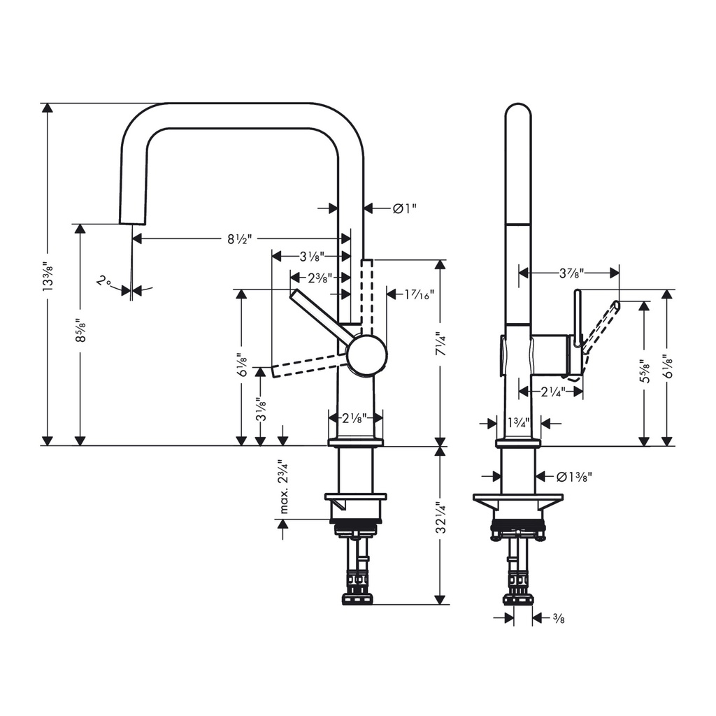 Hansgrohe 72806801 Single Handle U-Shaped Kitchen Faucet