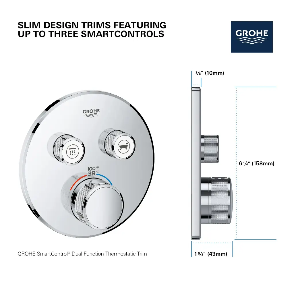 Grohe 291372430 Grohtherm Smartcontrol Dual Function Thermostatic Trim Matte Black