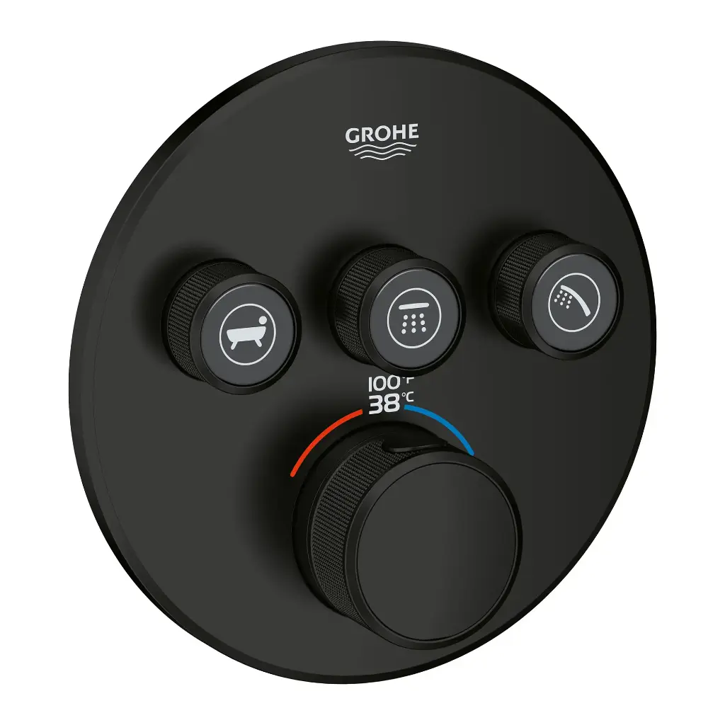 Grohe 291382430 Grohtherm Smartcontrol Triple Function Thermostatic Trim Matte Black