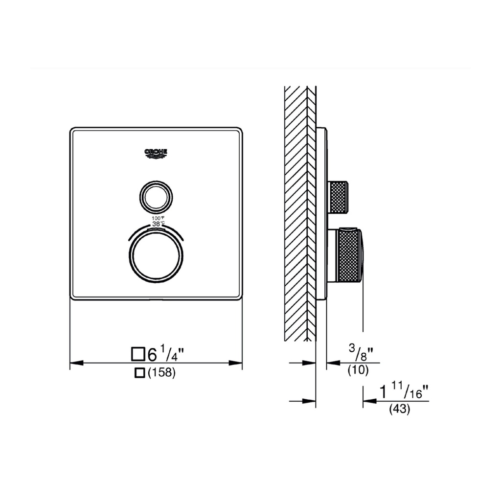 Grohe 29140GN0 Single Function Thermostatic Valve Trim Brushed Cool Sunrise