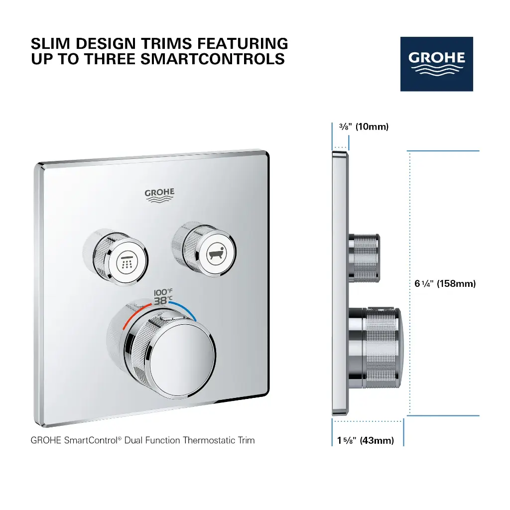 Grohe 29141A00 Single Function Thermostatic Valve Trim Hard Graphite