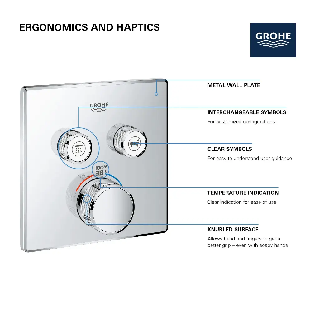 Grohe 29141GN0 Dual Function Thermostatic Valve Trim Brushed Cool Sunrise