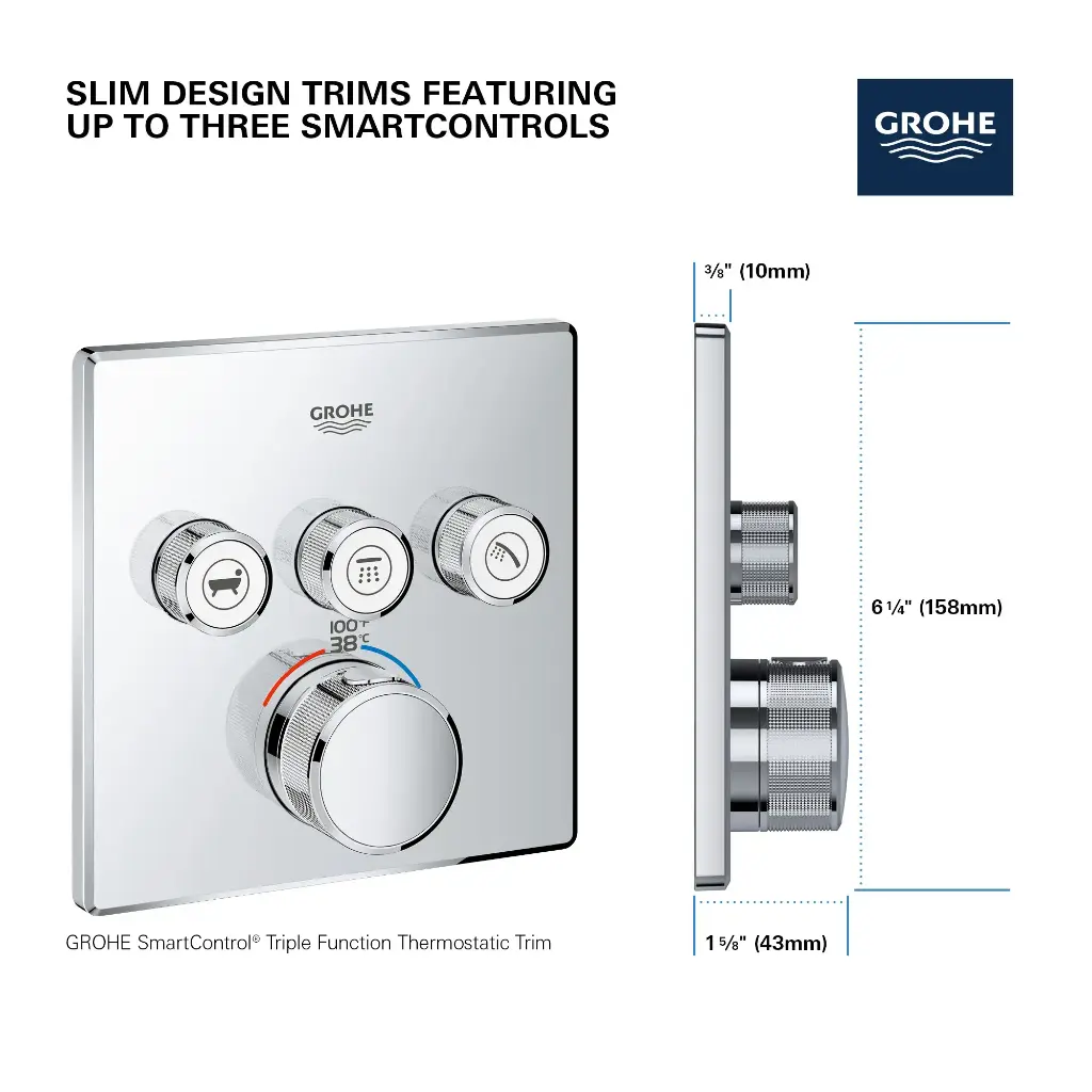 Grohe 29142GN0 Triple Function Thermostatic Valve Trim Brushed Cool Sunrise
