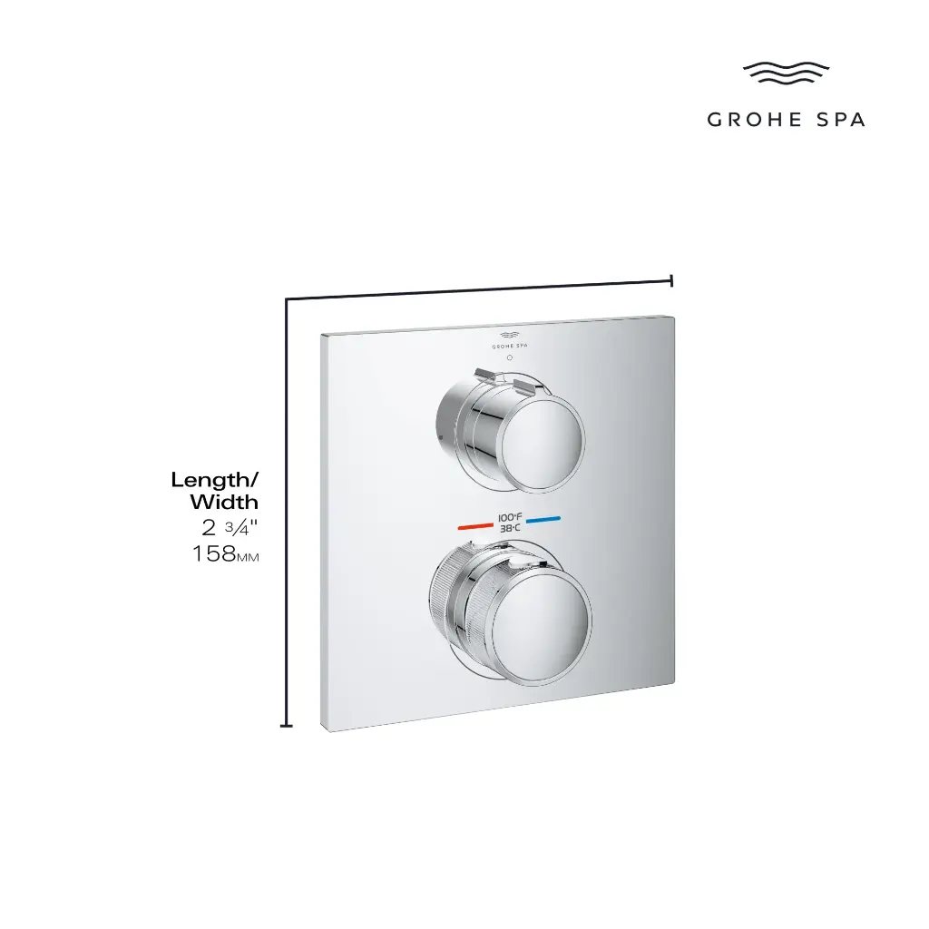 Grohe 291772431 Single Function 2-Handle Thermostatic Valve Trim Matte Black
