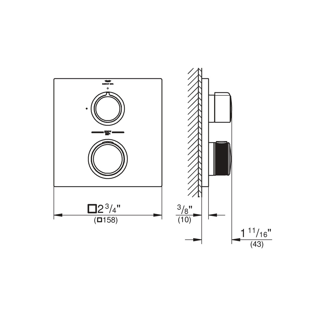 Grohe 29177Gn1 Single Function 2-Handle Thermostatic Valve Trim Brushed Cool Sunrise
