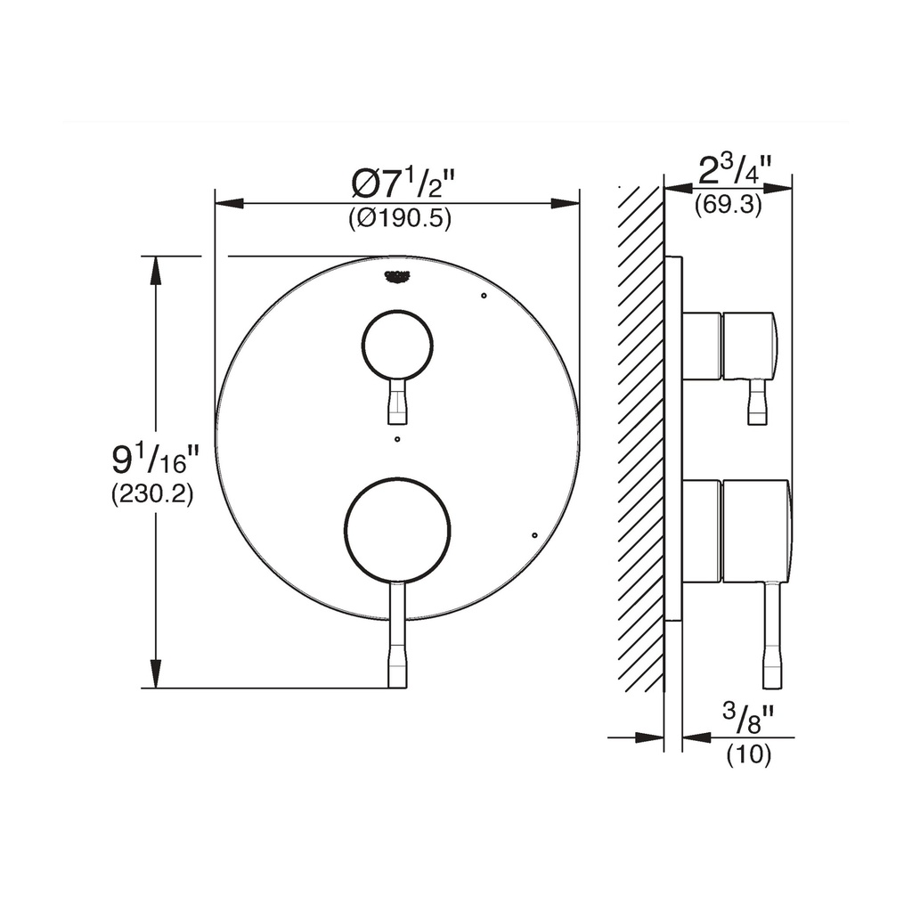 Grohe 29423EN0 Timeless PBV Trim W 2-Way Div Us Brushed Nickel