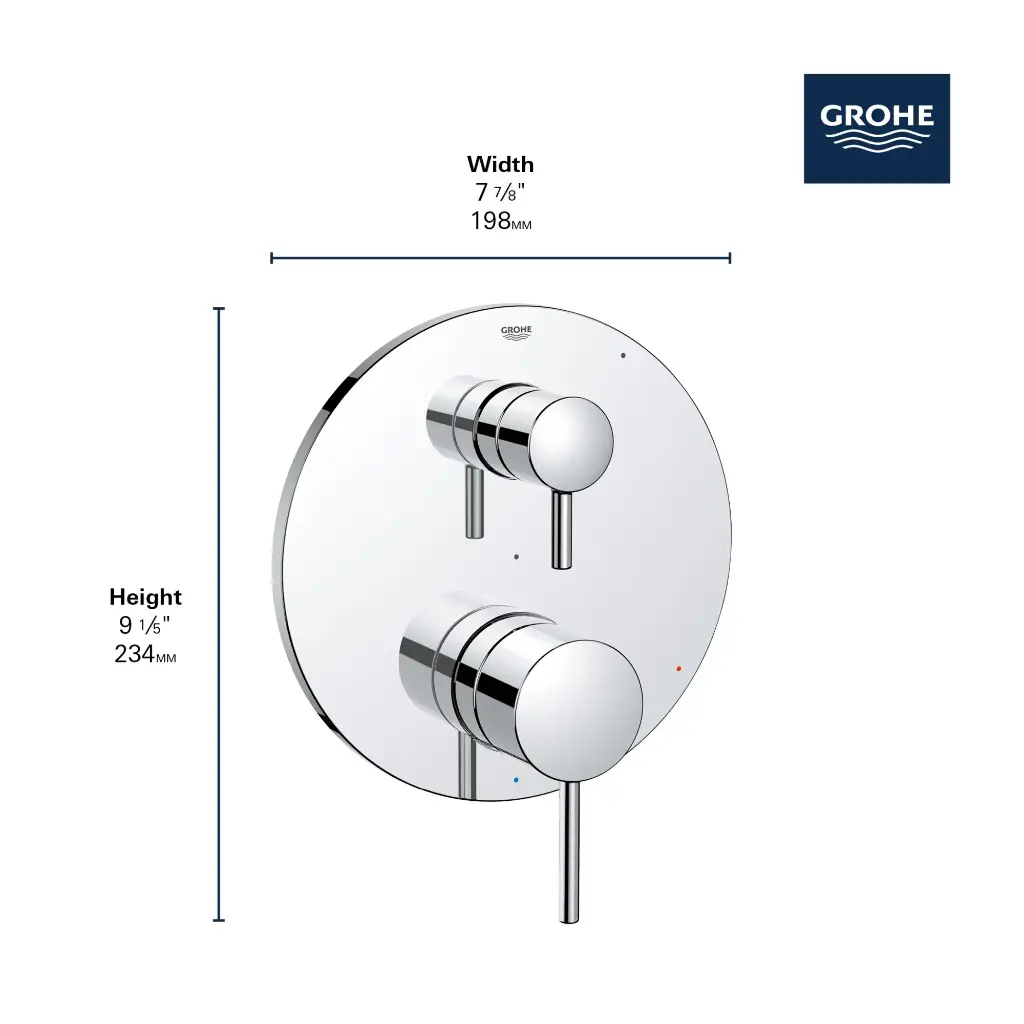 Grohe 29423GN0 Timeless PBV Trim W 2-Way Div Us Brushed Cool Sunrise