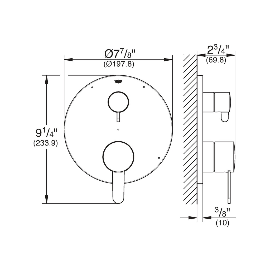 Grohe 29425000 Cosmopolitan PBV Trim W 3-Way Div Us Chrome