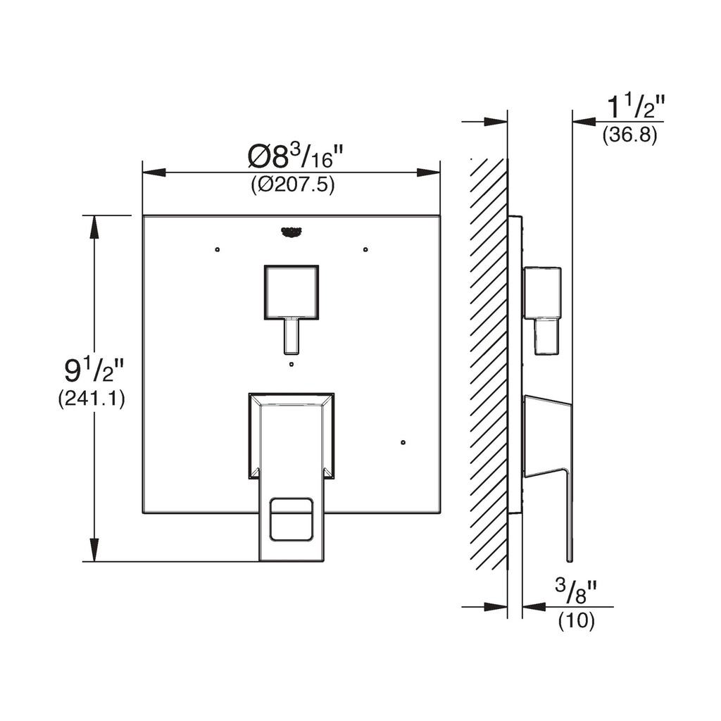 Grohe 29426EN0 Eurocube PBV Trim W 3-Way Div Us Brushed Nickel