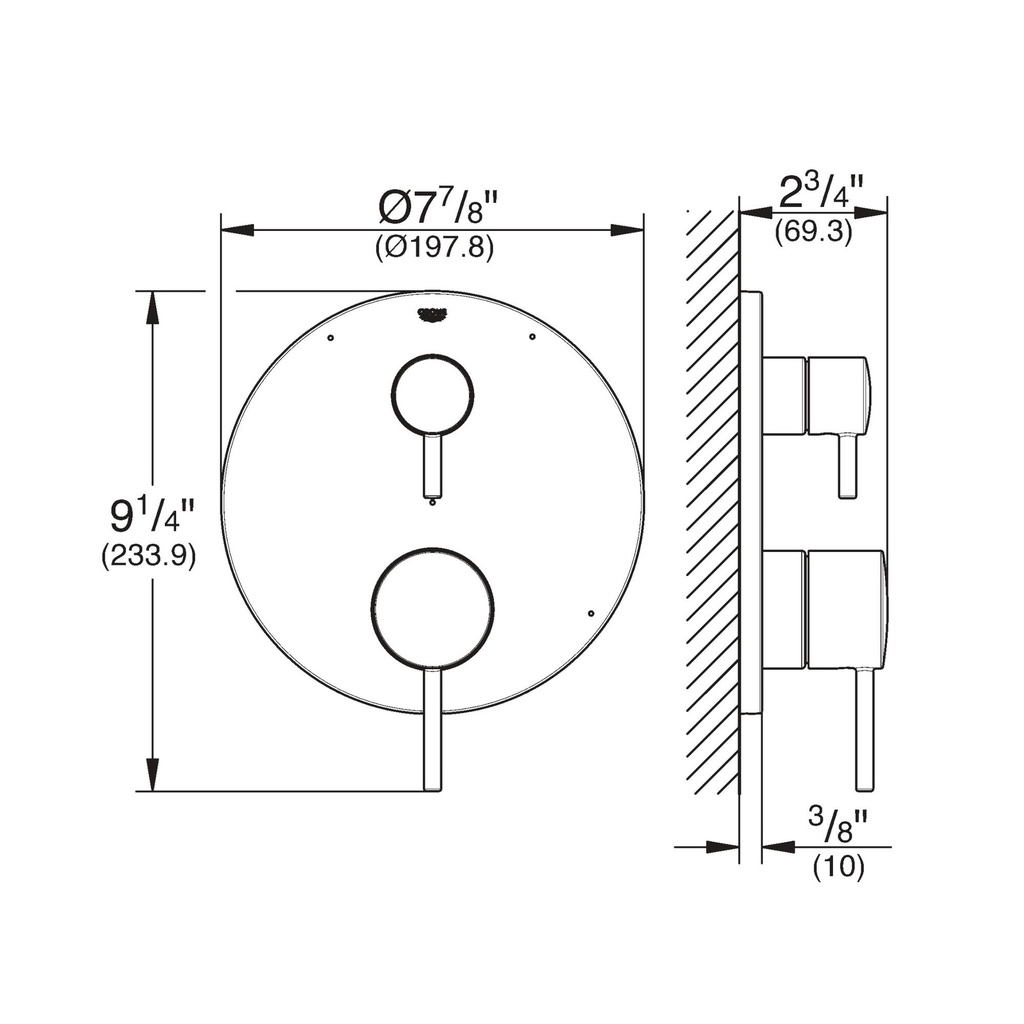 Grohe 29427EN0 Timeless PBV Trim W 3-Way Div Us Brushed Nickel